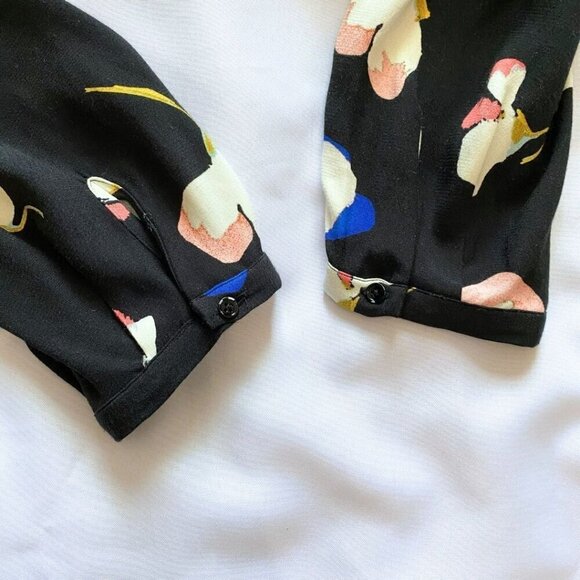 NWOT MASSIMO DUTTI BLACK FLORAL FRONT-KNOT MIDI DRESS - 4 - Picture 11 of 13